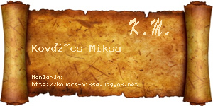 Kovács Miksa névjegykártya