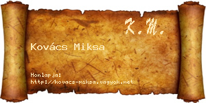 Kovács Miksa névjegykártya